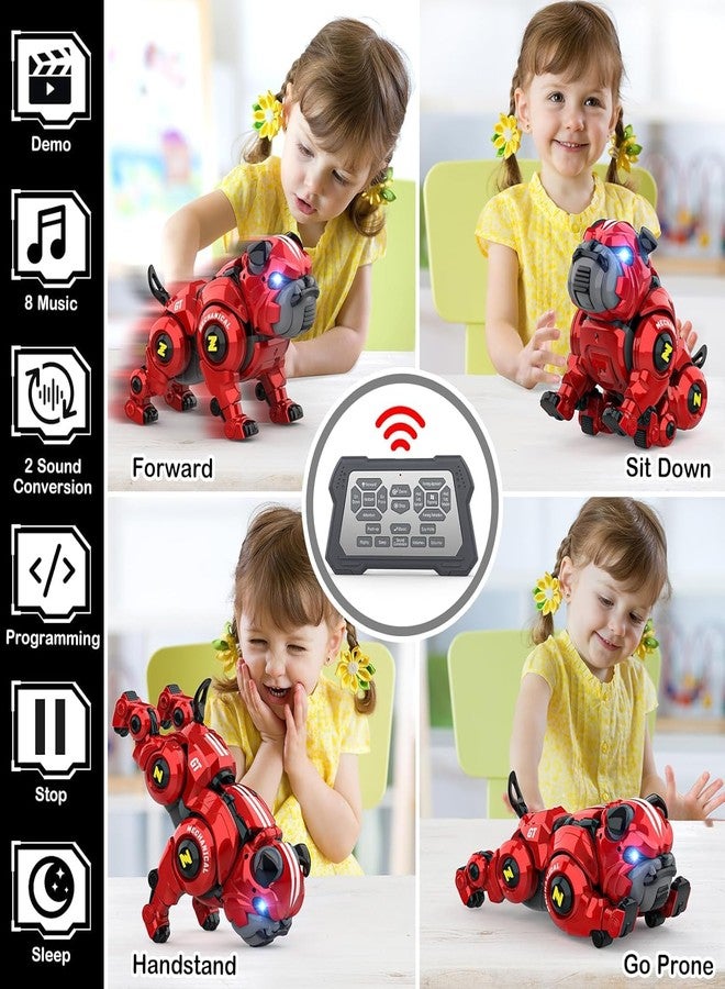 Ramokdu Robot Dog Toy for Kids | Remote Control Rechargeable Robo Pet with Singing, Dancing, Touch Functions & Stunt Mode | Programmable Gift for Boys Age 5-10+, Red - Image 5